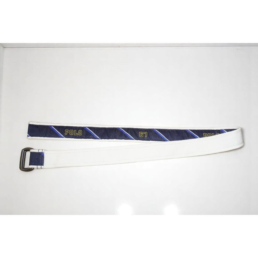 Kids Polo Ralph Lauren '67' Canvas D-Ring Belt – Blue & White – 31"  L - Picture 3 of 6